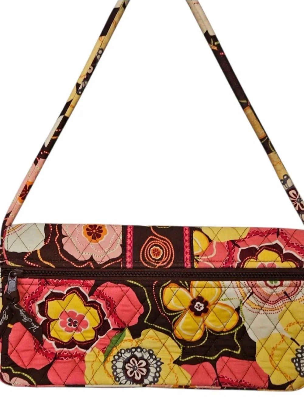 Vera Bradley Yellow Pink Floral Quilted Crossbody